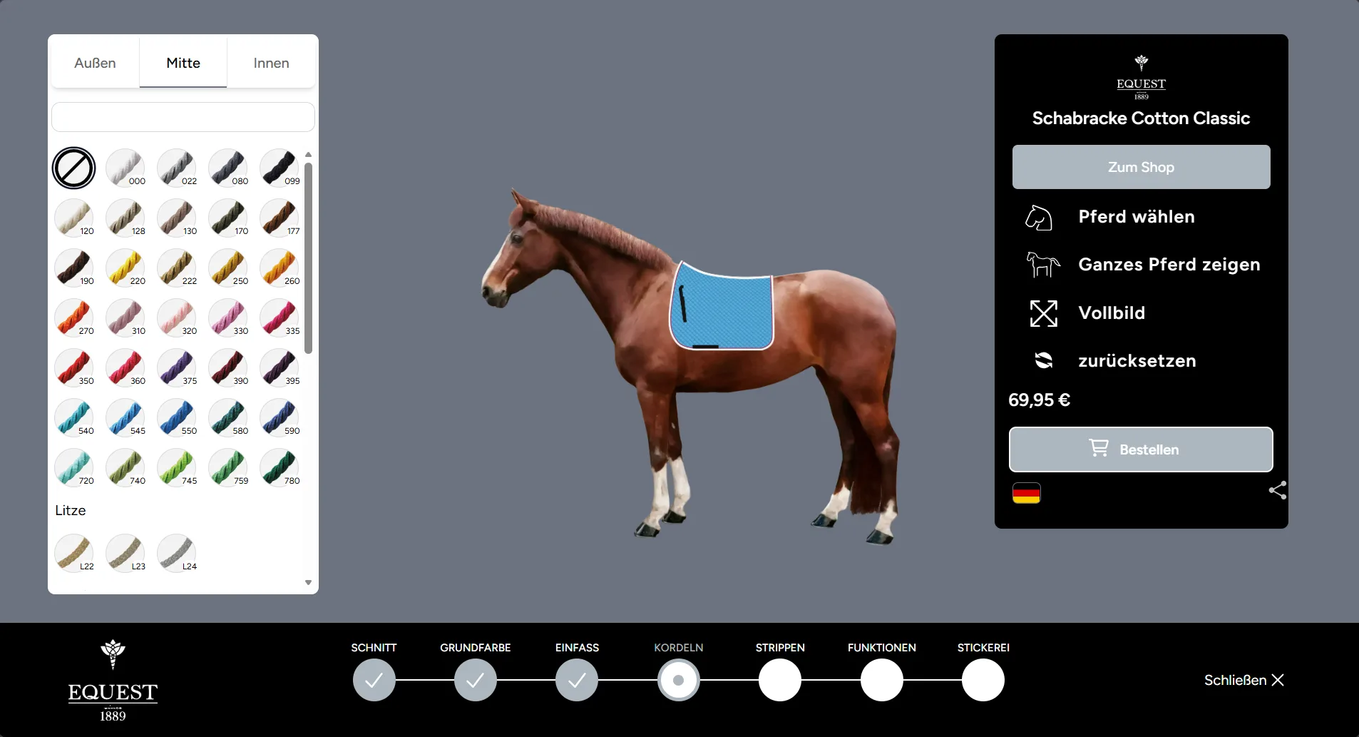 EQUEST Konfigurator – Schabracke Cotton Classic